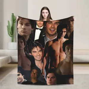 The Vampire Diaries Damon Salvatore  TV Series Blanket  Picnic Flannel Throw Blanket For Home Decor Soft Quality Bedspread Gift  Soft and lightweight, a must-have for every family