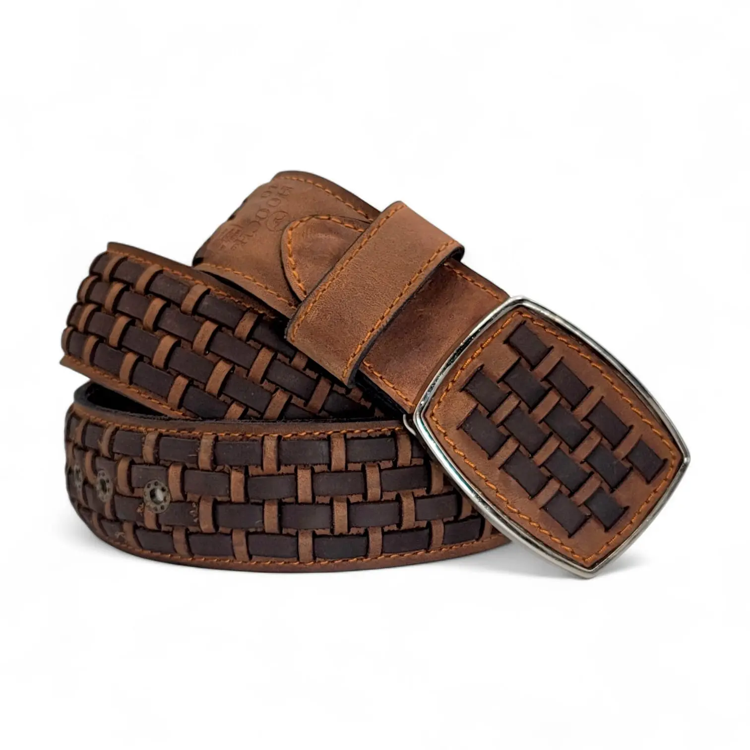 Mens Petatillo Leather Belt Tan-Choco – Genuine Leather Handcrafted Western Style HC-102