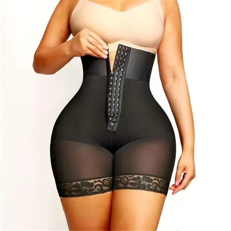 Strapless Fajas for Women Tummy Control Body Shaper Shorts with Butt Lifter & Zipper Crotch High Waist Lace Trim Black Womenswear