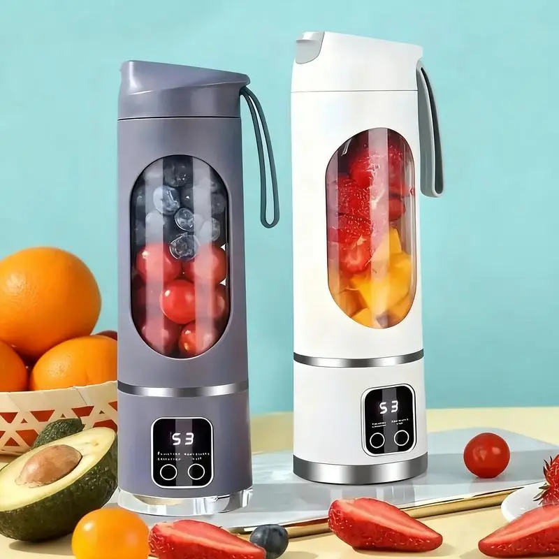 Portable Digital Multimode Juicer Blender Smart LED Display USB-C Fast Rechargeable 304 Stainless Steel Ice Crushing Blades Leakproof BPA-Free Smoothie Maker Self-Clean Mini Mixer for Fresh Juice Shakes Baby Food Liquid Diet Gym Travel Home Office Dorm