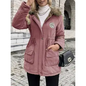 [Mid-length warm parka jacket] women's casual long parka jacket-warm, mid-length with pockets, polyester, machine washable
