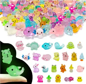105 Pcs Mini Resin Animals 25 Styles Bulk to Hide Miniature Figures Luminous Tiny Little Animals Glow in the Dark Figurines for Dollhouse Micro Landscape Aquarium