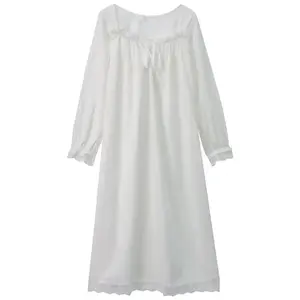2026 Fashion Trend New Nightgown Plus Size with Chest Pads Palace Style French Lace Long Nightdress Home Wear