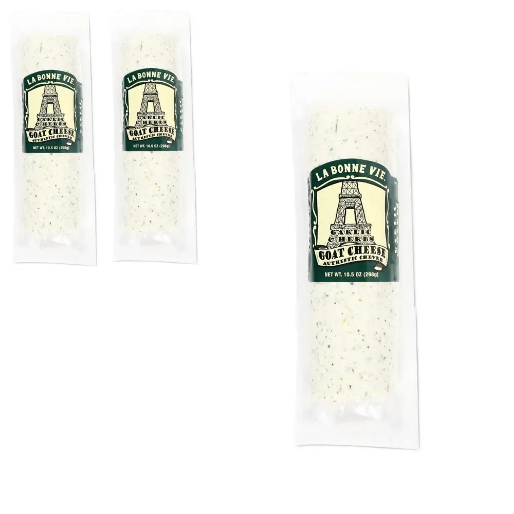 LA BONNE VIE Garlic & Herb-Infused Goat Cheese, 3-Packs of 10.5 oz Oversize Logs, Refrigerated Milk-Based Cheese, Great for Events & Family Gatherings, Ideal for Baking