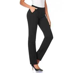 Women's 28''/30''/32''/34'' Stretchy Straight Dress Pants with Pockets Tall, Petite, Regular for Office Work Business