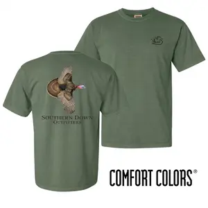 Southern Down Outfitters Turkey Hunting T-Shirt, Flying Wild Turkey Graphic Tee, Unisex Fit for Turkey Hunters, Perfect Gift for Hunting Dad or Boyfriend