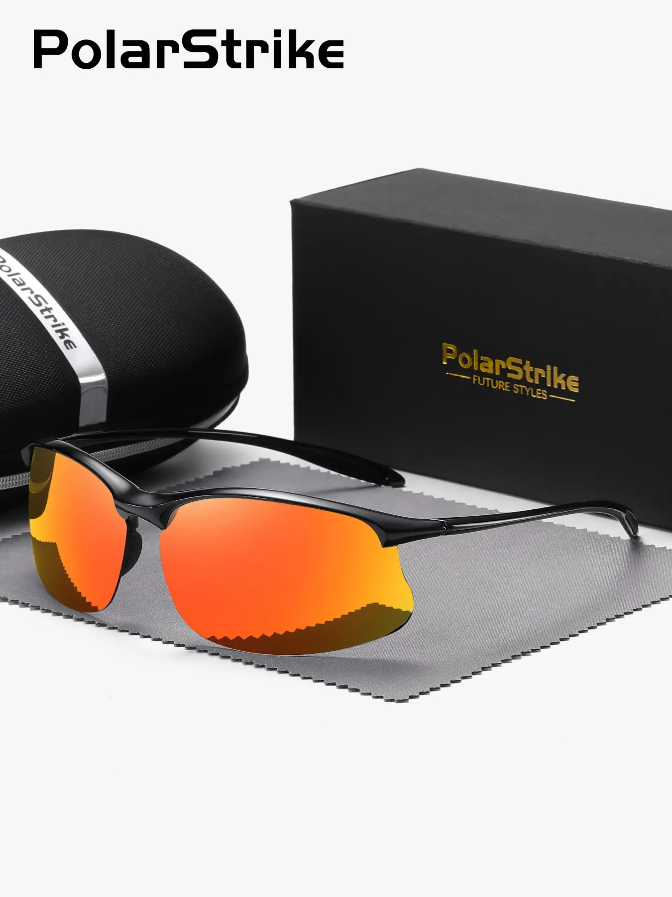 PolarStrike 1 Piece Unisex Polarstrike Asymmetrical Summer Sunglasses, Full Frame Polarized Lenses, UV400 Literary vibe