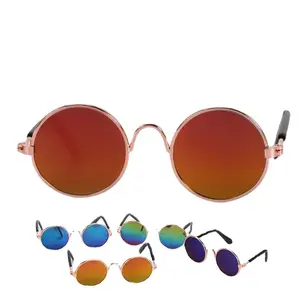 Stylish Cat Eyewear, Retro Round Pet Sunglasses, Fashion Costume Accessory & Photo Prop, Breathable Trendy Glasses for Small to Medium Sized Cats & Pets