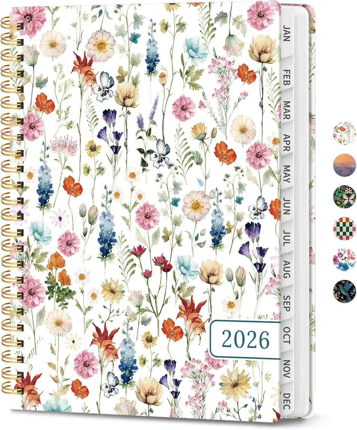 Planner 2026-2027, Academic Year Monthly and Weekly Calendar Planner, Jul 2026 - Jun 2027, Hardcover Teacher Student Planning Agenda book with Tabs, Perfect for School Office Supplies, 6.3" x 8.5" - Wildflowers
