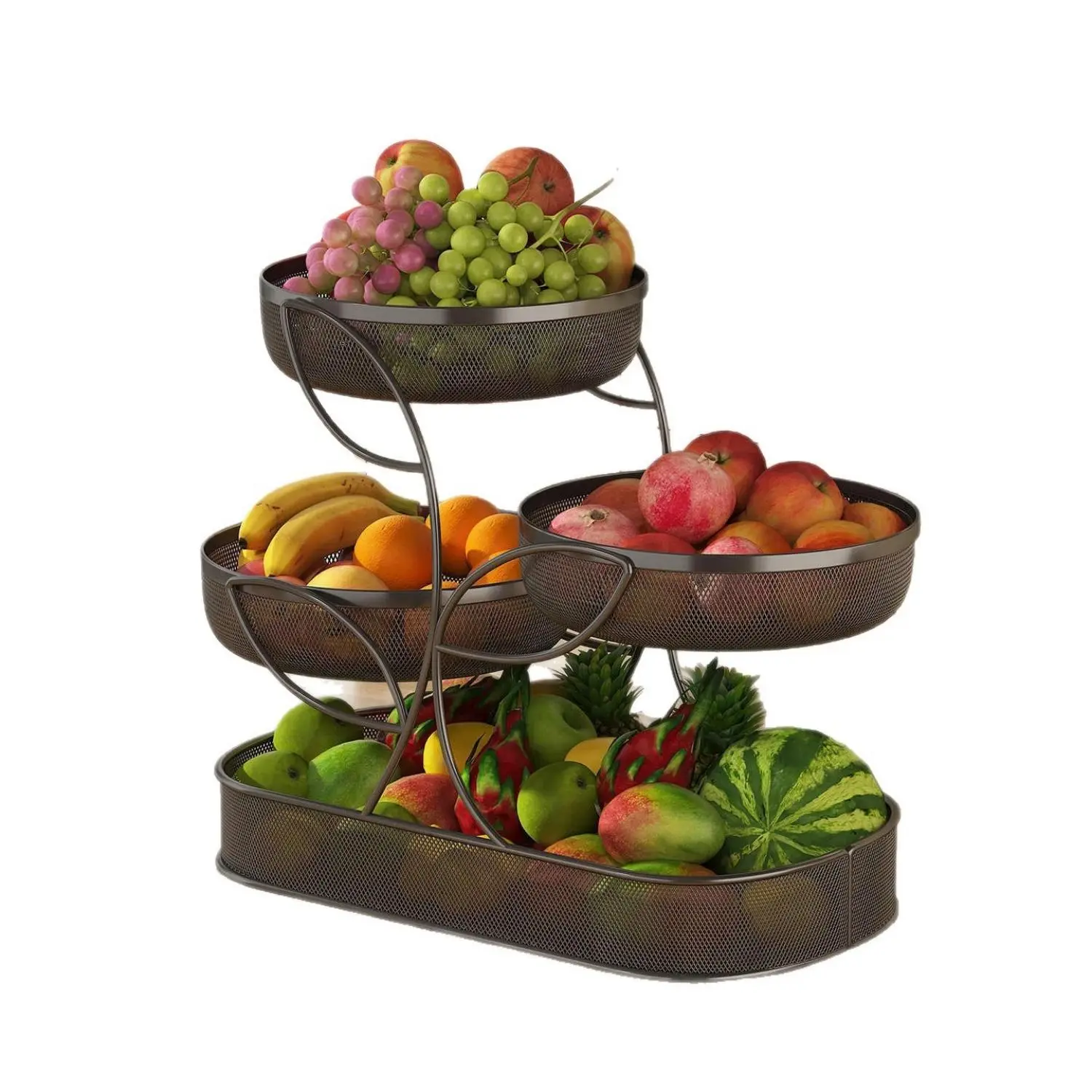 Metal 4-Layer Installation-Free Multifunctional Organiser - Dining Table Fruit Tray, Kitchen Storage Rack