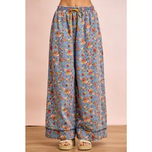 BiBi Floral Printed Drawstring Wide Pants