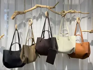 SMALL POPO（small size）Genuine Leather Tote Bag (13.39 x 8.66 x 4.72 inch) -  Design with Matching Wallet, Waterproof, Elegant Style, Casual Use, Ideal for Shopping & Everyday Essentials