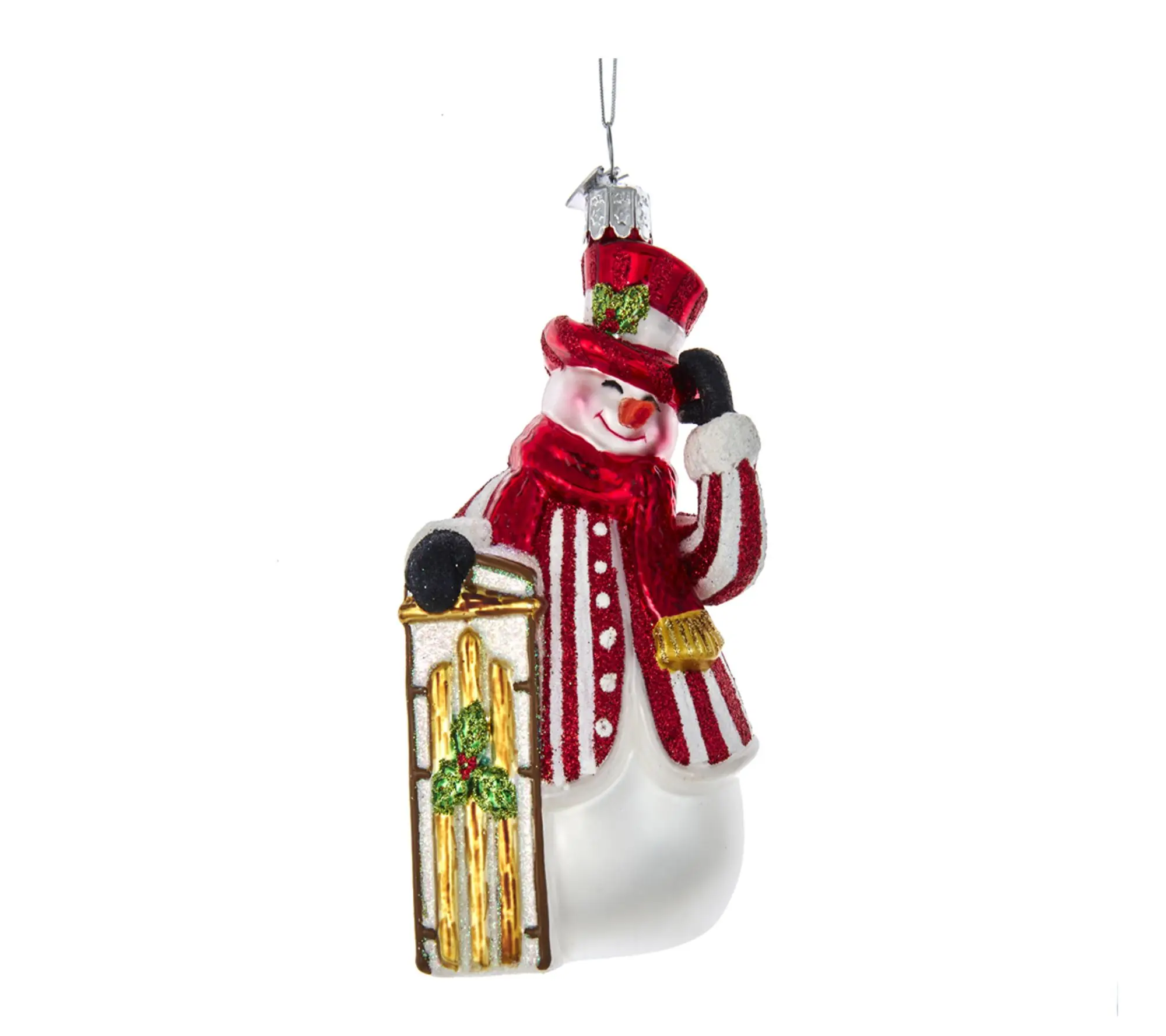 RC Home Decor -Handcrafted Glass Snowman Ornament w/Sled