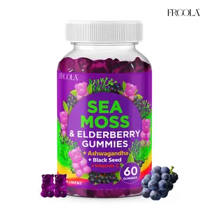 FRCOLA Sea Moss & Elderberry Gummies with Ashwagandha, Black Seed, Vitamin C -60 Gummies for Natural Healthcare and Fitness Support Dietary Edible supplement