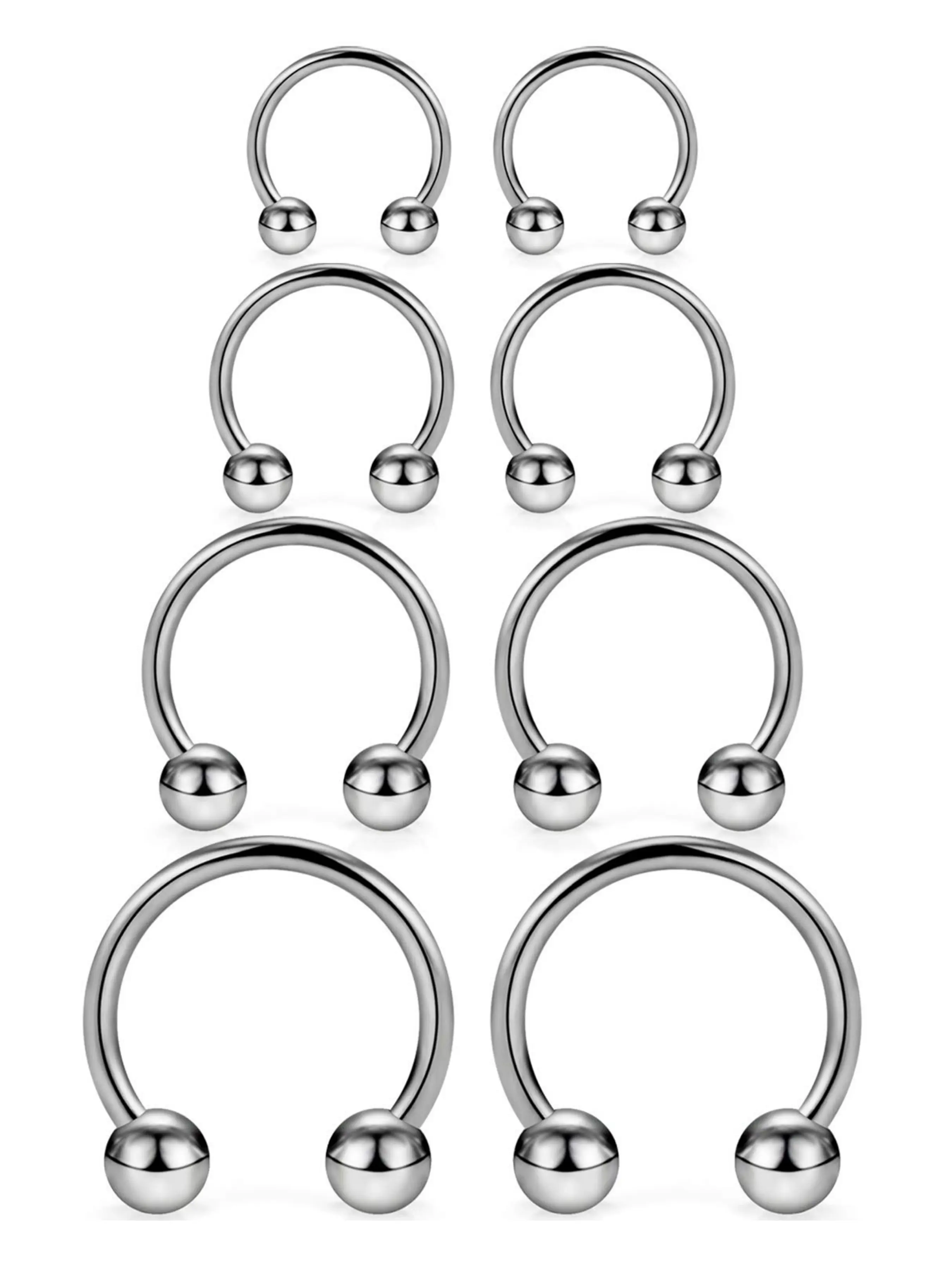 2-8PCS 16G G23 Titanium Horseshoe Septum Clicker Ring Nose Rings Hoop Daith Cartilage Tragus Earrings Nipple Eyebrow Body Piercings Jewelry 8mm 10mm 12mm 14mm