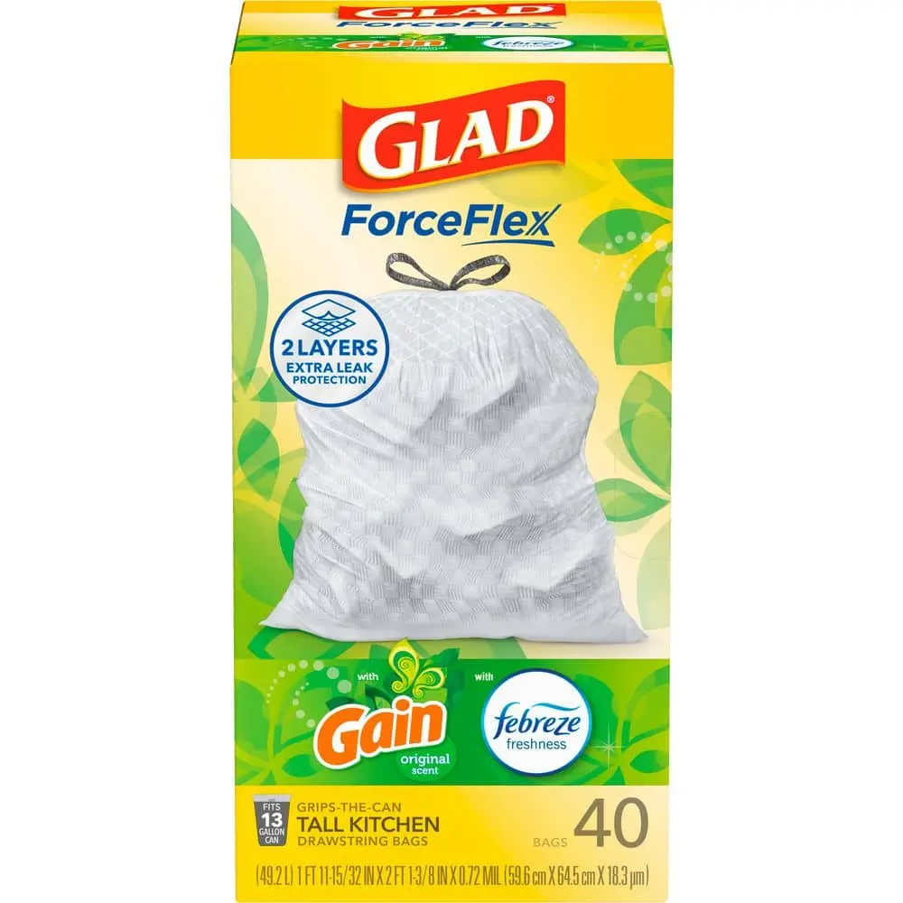 13 Gal. Tall Kitchen Drawstring Gain Original with Febreze Trash Bags (40-Count)