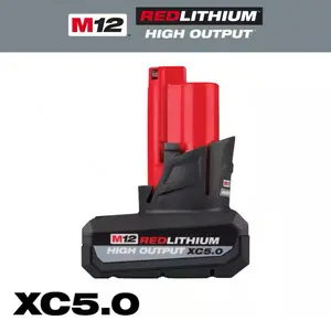 Milwaukee M12 12-Volt RedLithium XC5.0 2.0-5.0 Ah High Output Battery Pack for Enhanced Performance & Durability