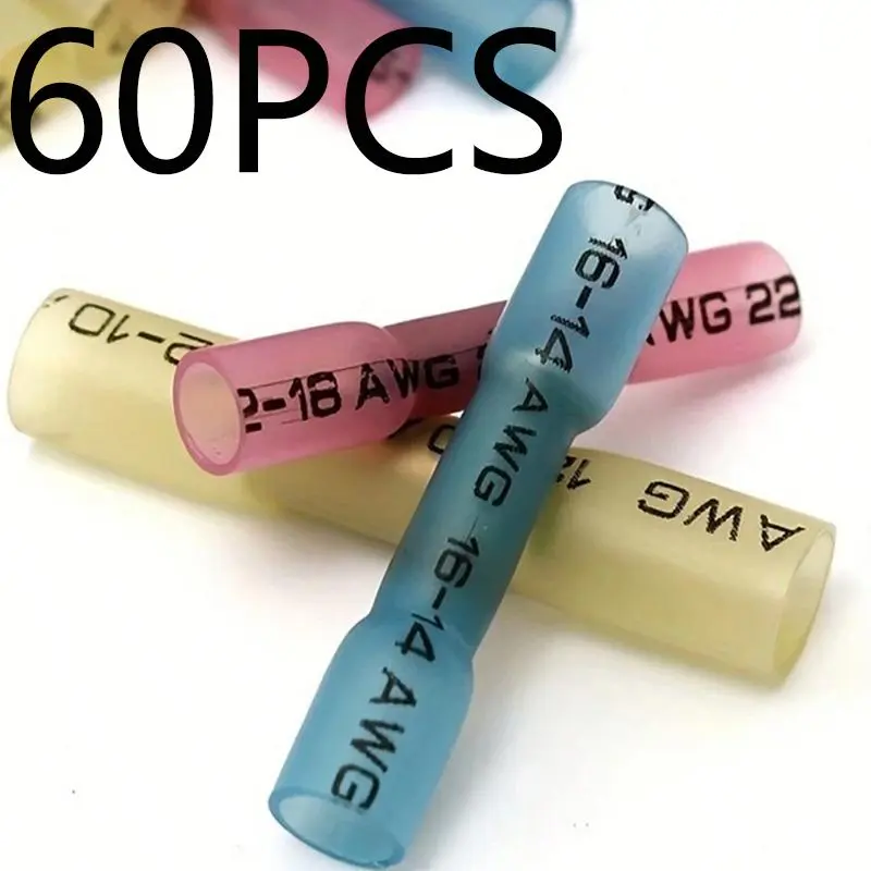 Heat Shrink Butt Connector Kit, Wire Splice Sleeves, Suitable for 18-22 AWG / 16-14 AWG /12-10 AWG Cable Electrical, Heat Shrink Connectors Installation