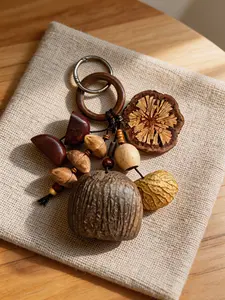 Healing Nut Shell Wind Chime Sound. Natural ASMR Bag Charm & Car Hanging. Rad Boho Relaxing Gift.