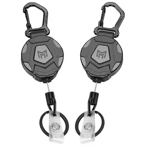 MNGARISTA Retractable Keychain, Heavy Duty Carabiner Badge Holder, Tactical ID Badge Reel with 31.5” Steel Retractable Cord, 8.0 oz
