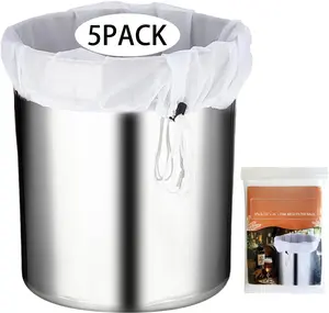 5 Pack Brew Bags,  Straining Bags (26" x 22"),  250 Micron Fine Mesh Strainer Bag for Grains Fruit Cider Home Brew