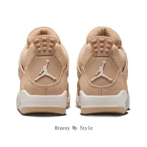 Tan & Off-White Color Block Suede & Mesh Mid-Top Sneakers, Retro Air Cushion Shock-Absorbing Wear-Resistant Casual Basketball Shoes