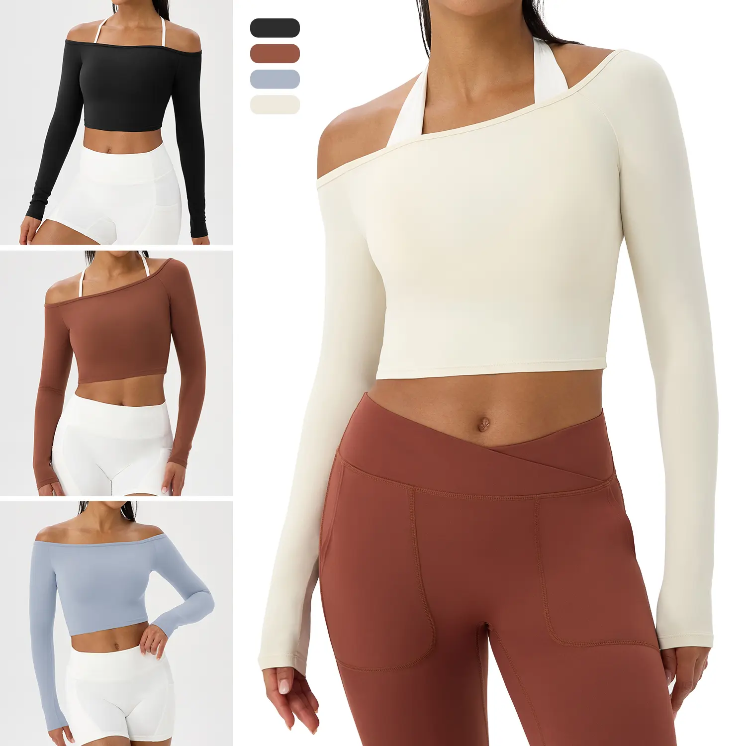CICI FIVE Cold Shoulder Top Relaxed Fit Ribbed Knit For Lounge & Date Night Cozy Breathable Versatile Pullover