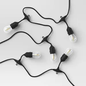 10ct LED Drop Indoor Outdoor Café String Lights Clear Bulbs with Black Wire -