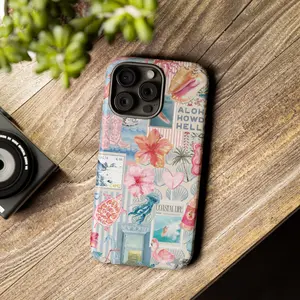Coastal Life Summer Travel Collage MagSafe Tough Phone Case, Dual Layer Shockproof Protective Cover, Beach Aesthetic Case For iPhone Series 11 To 17 Pro Max, Vacation Gift