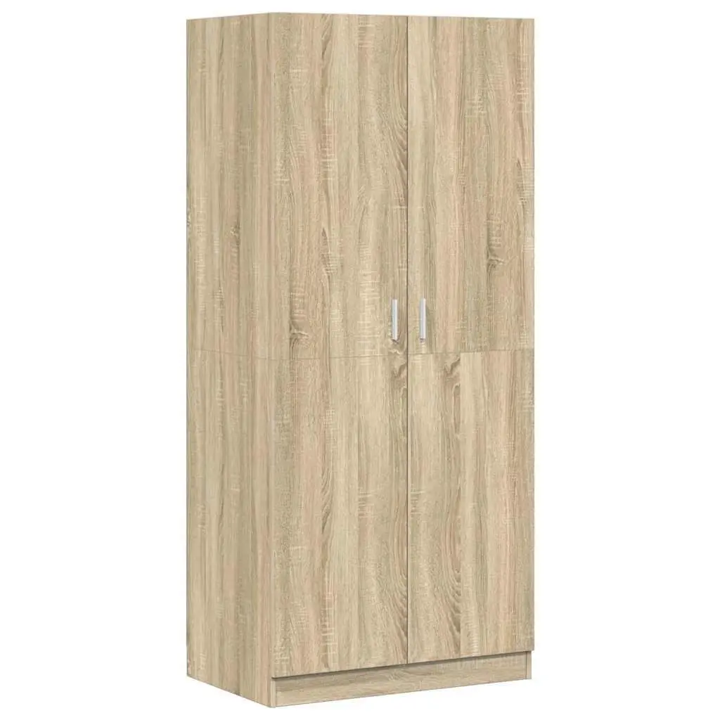 vidaXL Wardrobe, Closet Armoire, Hanging Storage Cabinet for Bedroom, Wardrobe Clothes Organizer, Modern Style, Sonoma Oak Engineered Wood 800624