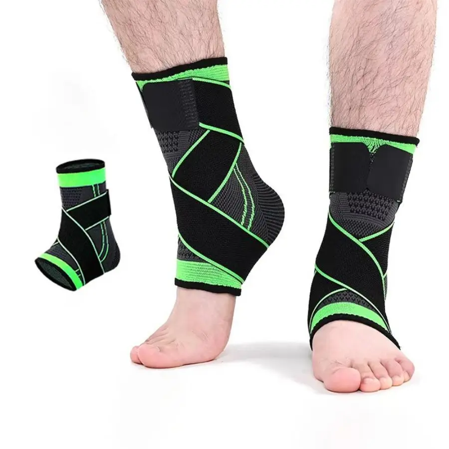Men's Adjustable Breathable Compression Ankle Support Brace - 1PC Green Ankle Wrap Stabilizer for Sports Injury Recovery, Daily Wear (Fashion Accessory), Compression Sleeve, Green（1Pc）, Breathable Fabric, Compression Strap