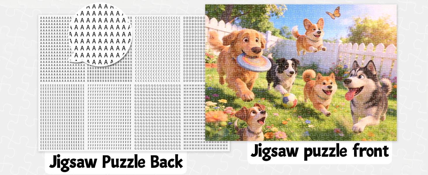 Jigsaw Puzzles for Adults 1000 Pieces Playful Puppies Vibrant Cartoon Dogs Garden Adventure Puzzle, Adults & Dog Lovers | Colorful Family Fun Activity & Wall Art Decor for Birthday