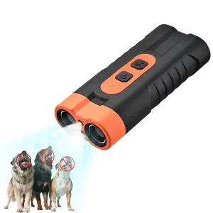 Dog Barking Deterrent Rechargeable, Anti-Barking Tool for Dogs, Ultrasonic Dual Emitter 50ft Security Correction Tool Control Dog Barking 25KHz, Trainer Barking Silencer Indoor and Outdoor with Flashlight