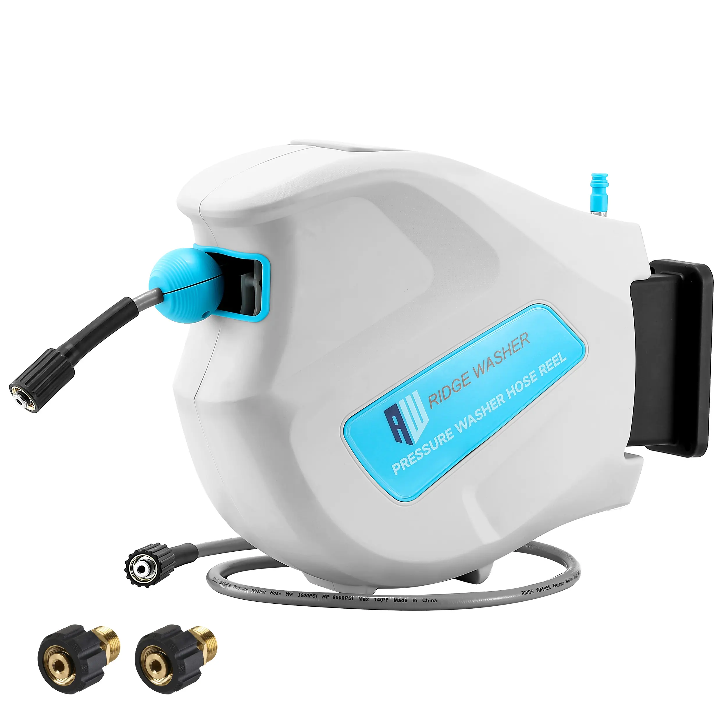 RIDGE WASHER Auto Rewind Wall-Mounted Water Hose Reel, 65FT x 1/4'' 3600 PSI Expandable Durable Reinforced Rubber Hose, Pressure Washing Stop Ball Mechanism Garden Watering Accessory [DealsForYouDays]