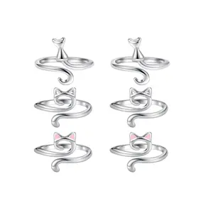 Cute Crochet Ring Set (6counts), Creative Cat Design Crochet Rings with Bag, Crochet Accessories for Home Decoration, Knitting Accessories