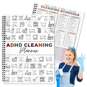 ADHD Cleaning Planner A4 Size Daily Weekly Monthly Schedule Checklist Notebook for Home Office Dorm Cleaning Schedule Planner Durable Cover Smooth Pages Office Stationery Essential Plannerbook #SummerVibes