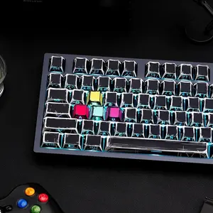 Black Manga Shine-Through PBT Keycap Set, 135-Keys Dye Sublimation Cherry Profile, Custom Anime Gaming Keycaps for ISO ANSI Layout Mechanical Keyboards