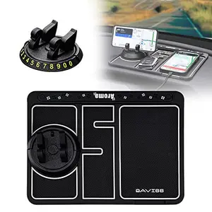 Car Dashboard Anti Slip Mat Mount Innovative Clip Style Design with Retractable Parking Plate Hide or Display and 360 Degree Rotating Dashboard Air Freshener