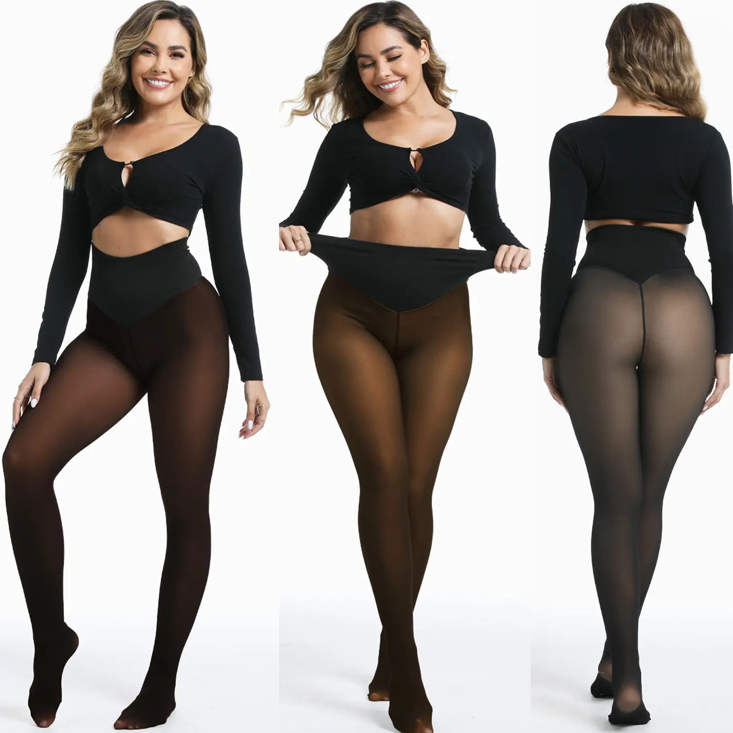 2026 New Fleece Lined Thermal Leggings, High Waist Tummy Control Compression Shaping Leggings, High Elastic One Seam Faux Fur Lined Winter Tights for Women