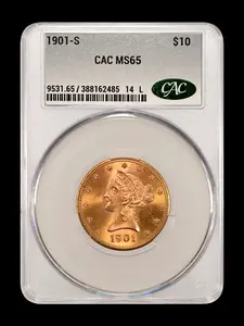1901 S $10 Liberty Head Gold MS 65 CAC