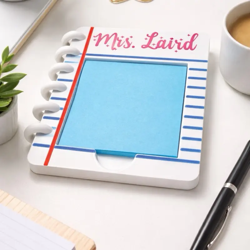 Personalized Sticky Note Holder, Custom Teacher Gift, Desk Organizer, Sticky Note Pad Holder, Teacher Appreciation Gift