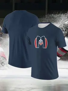 24#Hollander Navy Blue Hockey Novel T-Shirt Featuring iris and subway motifs Comfortable breathable fabric Quick-dry moisture-wicking Versatile for sports and everyday wear