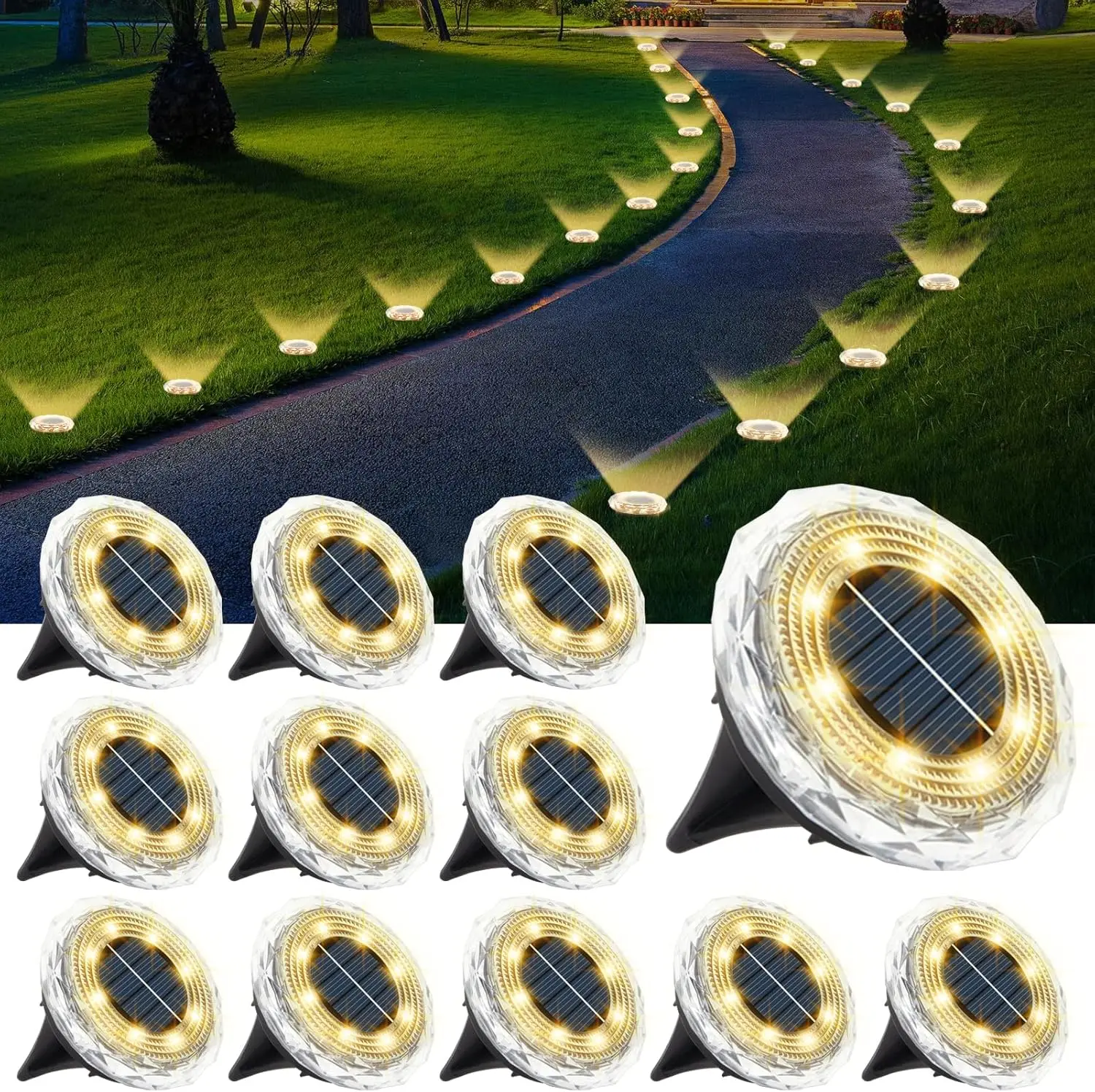 echosari Solar Lights for Outside,Solar Lights Outdoor Waterproof, Solar Garden Lights Landscape Lighting for Patio Pathway Lawn Yard Deck Driveway Walkway