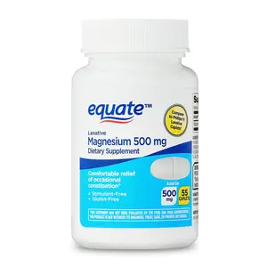 Equate Magnesium Laxative Dietary Supplement - 500 mg Caplets for Occasional Constipation - 55 Count for Adults - Healthcare Vitamin