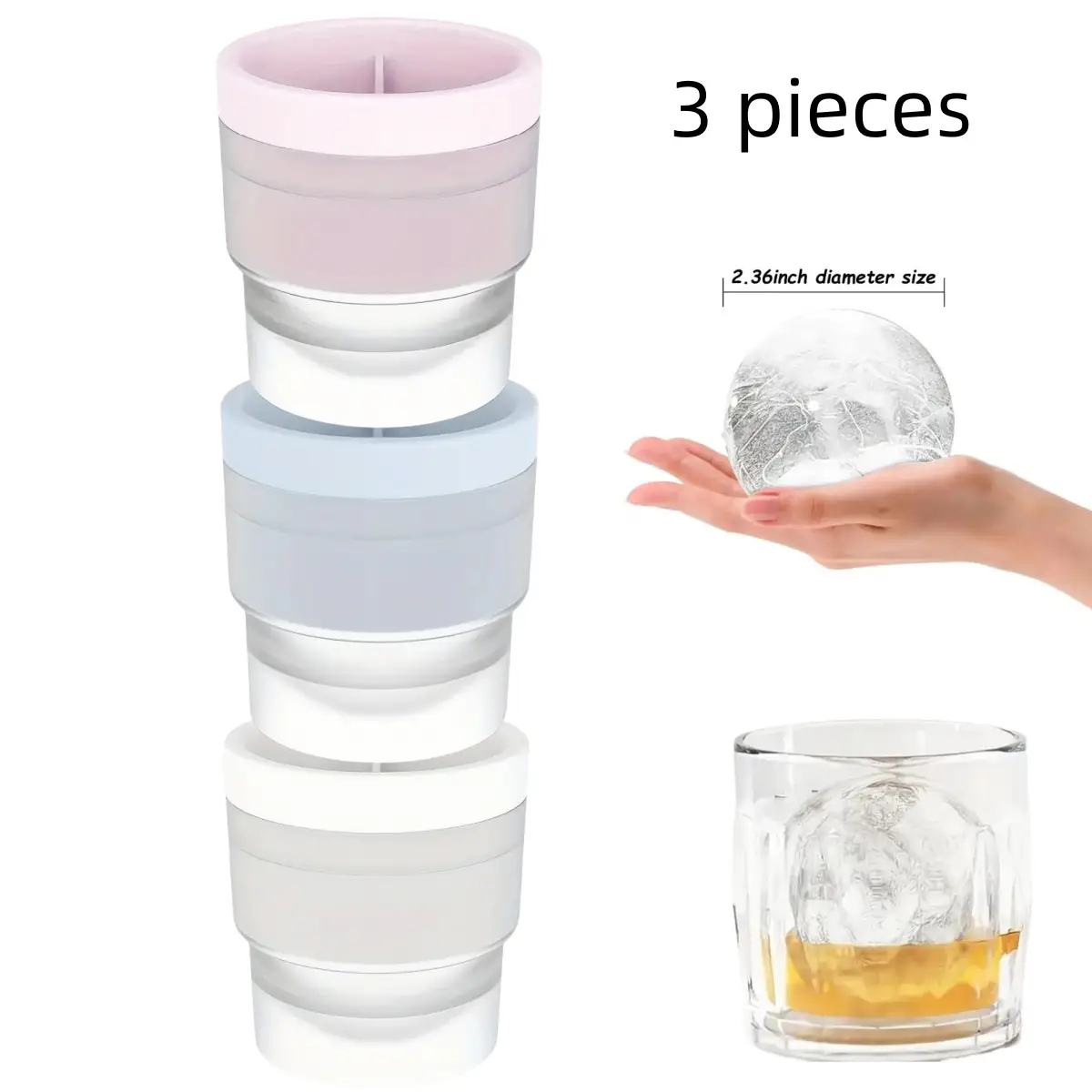 Ice Ball Maker Mold, Reusable 2.5 Inch Ice Cube Trays, Easy Release Silicone Round Ice Sphere Tray, with Lids & Funnel for Whiskey, Cocktails & Bourb