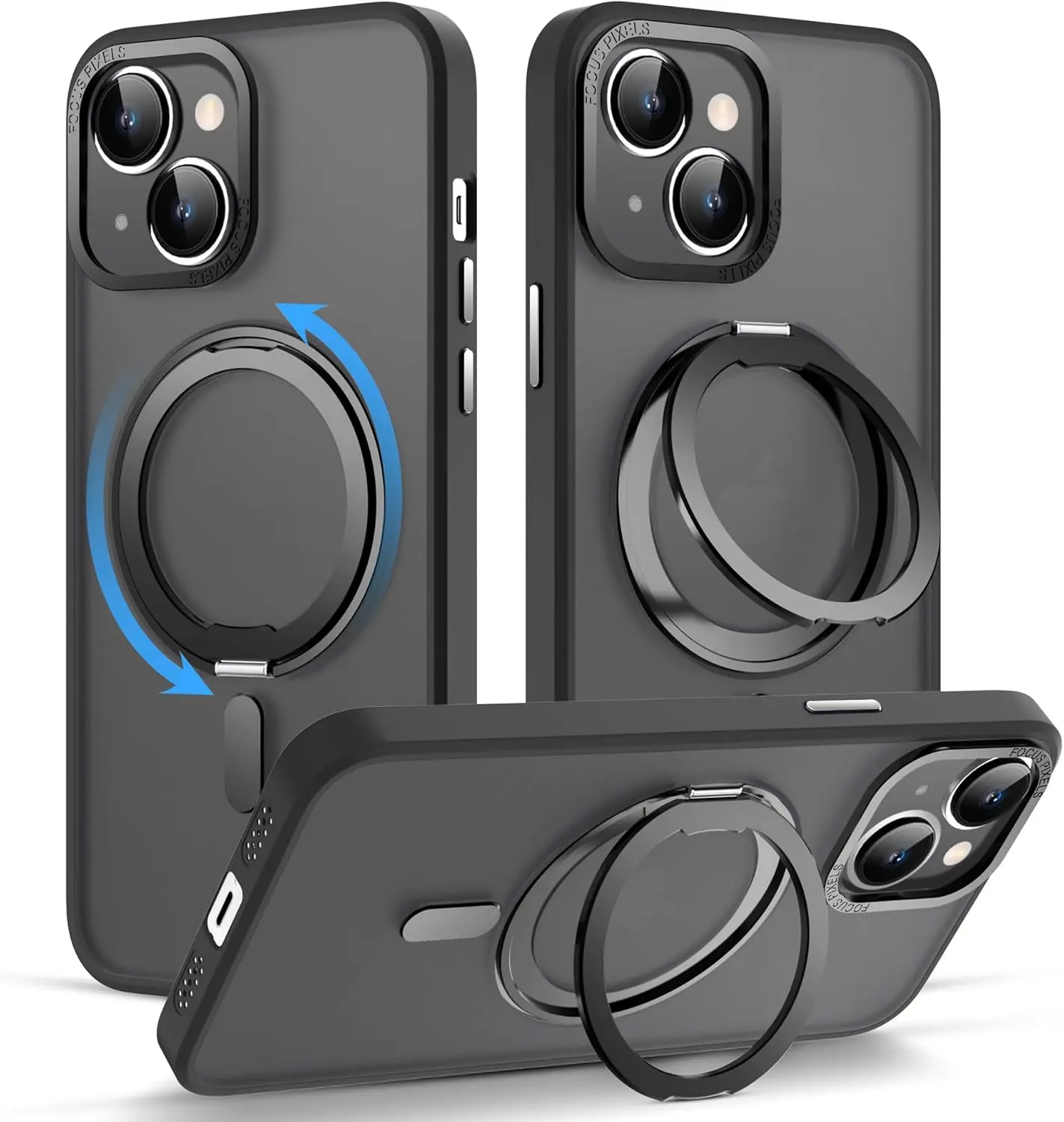 For iPhone 13 Case & iPhone 14 Case with Magnetic Invisible Stand[Military Drop Protection][Compatible with MagSafe][Great Grip Feeling]Slim Waterproof Heavy Duty Clear Case for iPhone 13 & 14 6.1