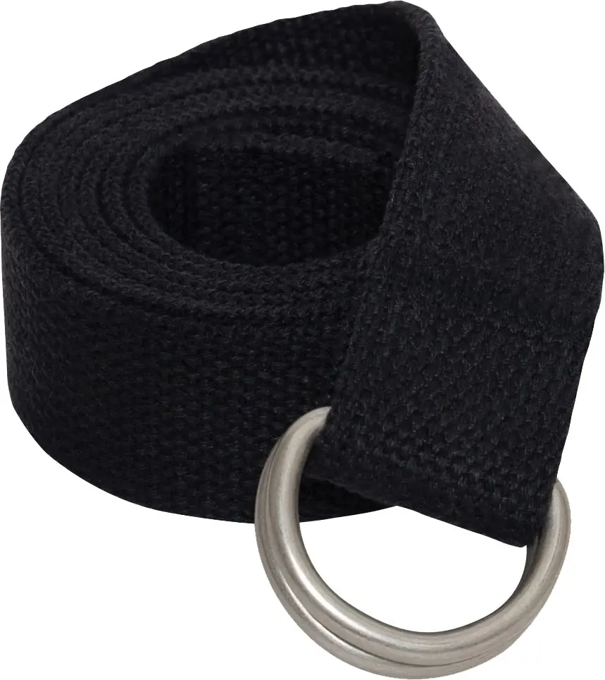 Black Solid Color Heavy Duty D-Ring Belt, 1.25 in Cotton Web Tactical Strap for BDU Pants & Cargo Shorts, Adjustable Multi-Functional Casual Belt with Dual D-Rings, Sizes 44" & 54", Outdoor Use