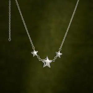 Oufer Bubble Chunky Stars Necklace Stainless Steel Non Tarnish Waterproof Minimalist Chain Necklinphalt for Women Ideal Gift for Valentine's Day