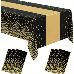 3/ 6 Pcs Tablecloth for Parties Plastic Dot Tablecloths Printed Table Runner Disposable Rectangle Table Cover for Birthday Wedding Graduation Party, 54" x 108"