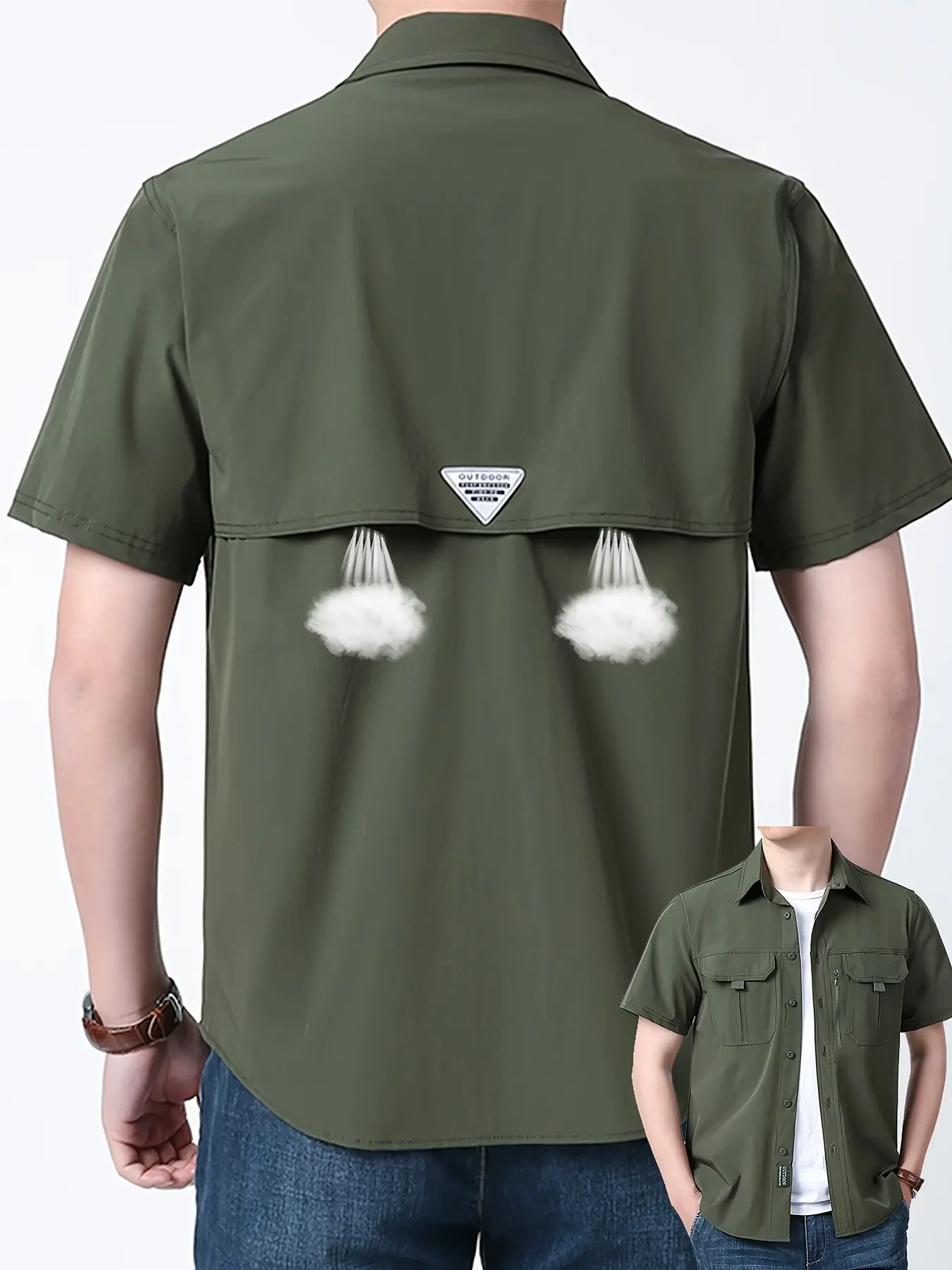 Men's Summer Short Sleeve Shirt, Short Sleeved Shirt, Quick-Dry Stretchy Tactical Shirt, Outdoor Workwear, Multi-Pocket Collared Shirt, Military Stretch Shirt, Casual Lightweight Breathable Top, Casual Menswear